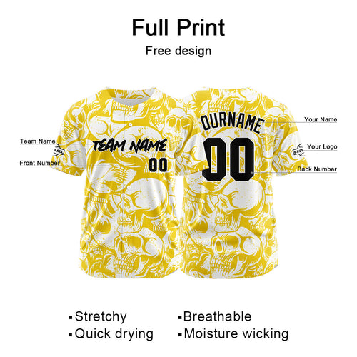 Custom Baseball Jersey Personalized Baseball Shirt for Men Women Kids Youth Teams Stitched and Print Yellow&White enthsush