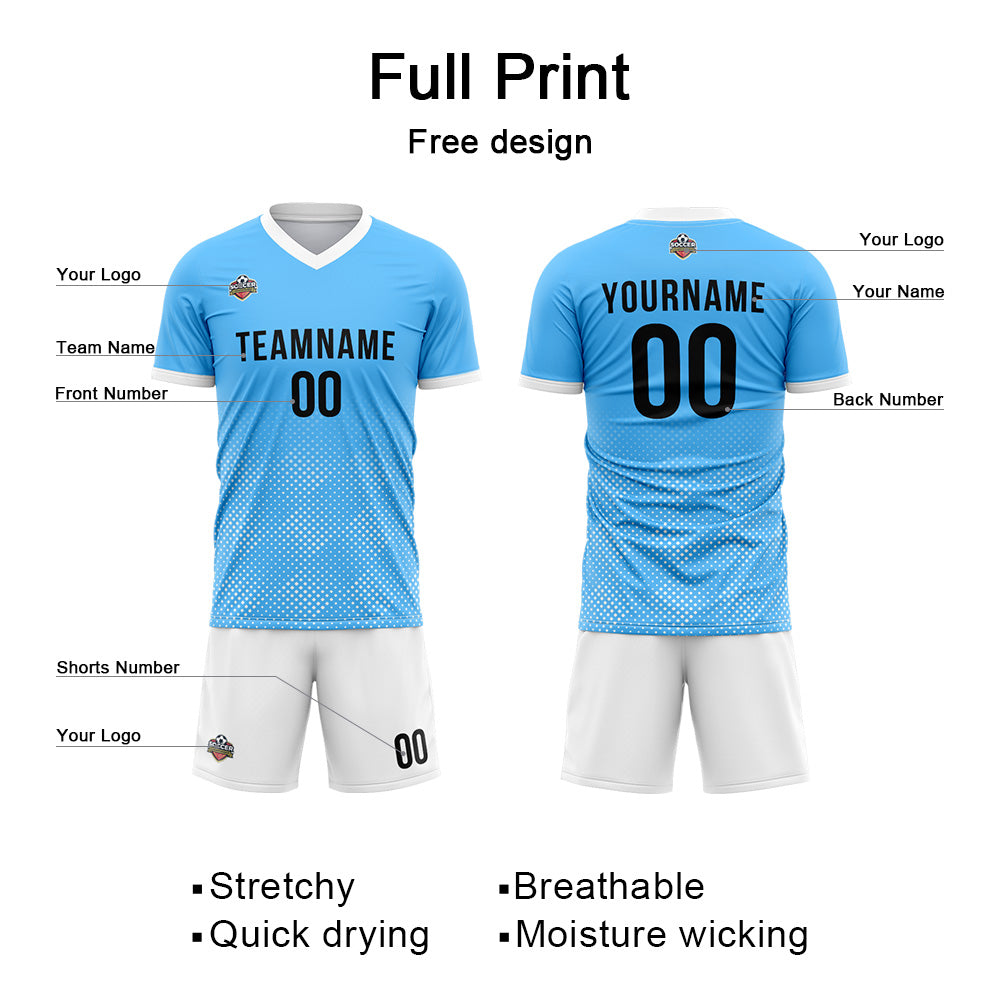 Custom Soccer Jerseys for Men Women Personalized Soccer Uniforms for Adult and Kid Blue-White enthsush