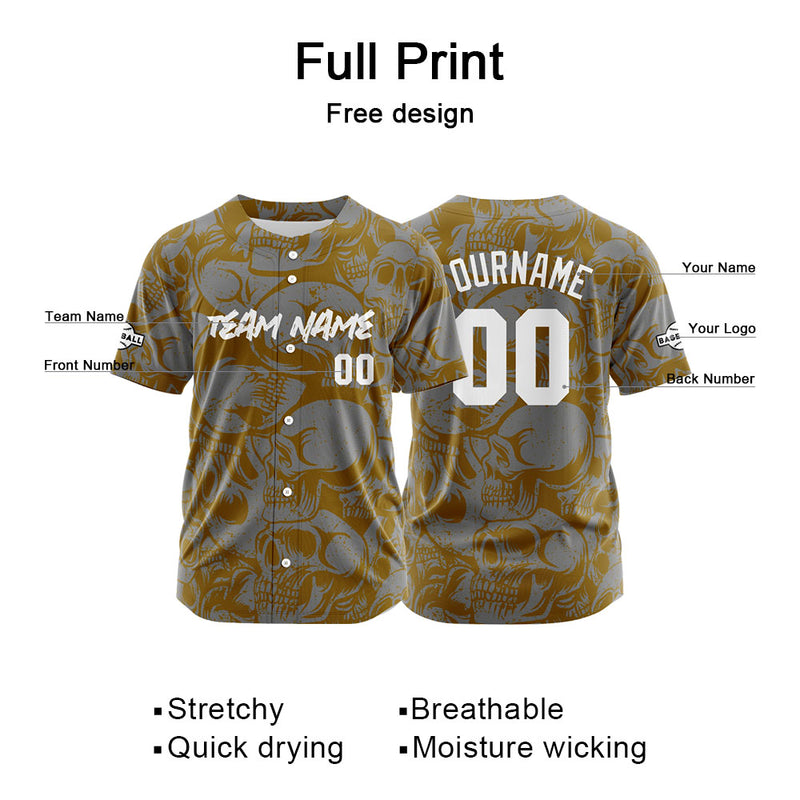 Custom Baseball Jersey Personalized Baseball Shirt for Men Women Kids Youth Teams Stitched and Print Brown&Grey