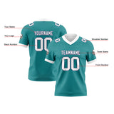 Custom Aqua White Football Jersey Personalized Football Shirts for Men Women  Printed Team Name Number Logo
