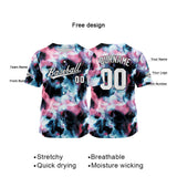 Custom Full Print Design Authentic Baseball Jersey pink-black-blue