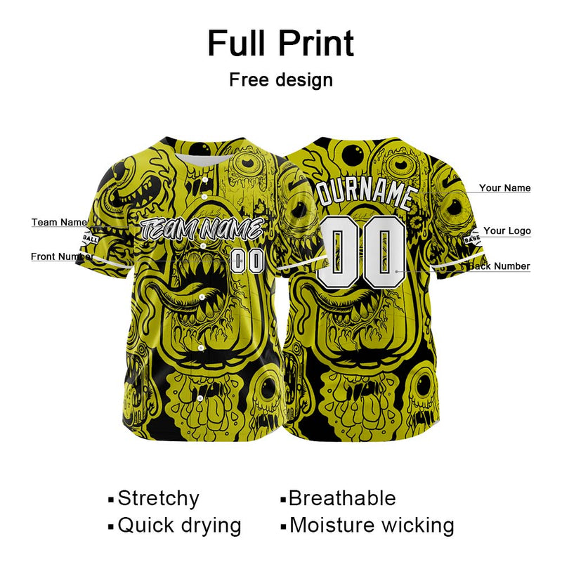Custom Baseball Uniforms High-Quality for Adult Kids Optimized for Performance Monster-Yellow