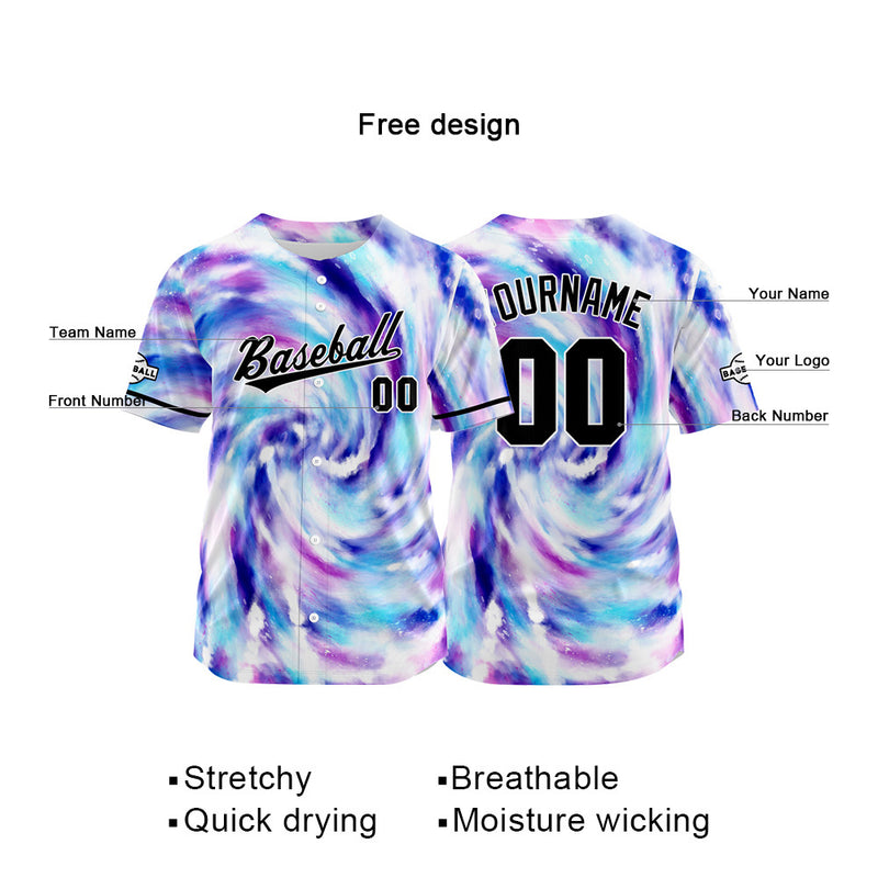 Custom Full Print Design Authentic Baseball Jersey purple-blue