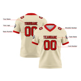 Custom Cream Red Football Jersey Personalized Football Shirts for Men Women  Printed Team Name Number Logo