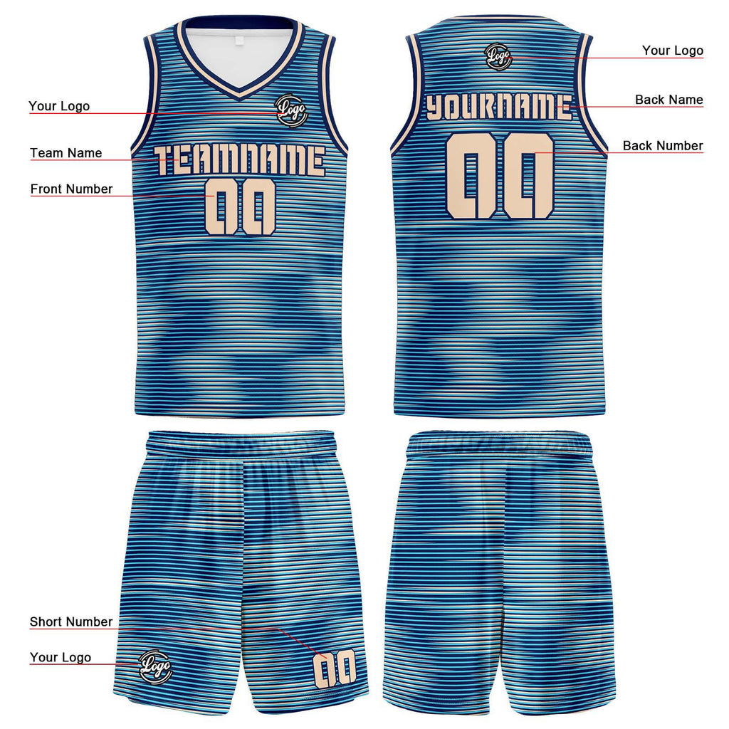Custom Navy Cream Basketball Jersey Uniform Suit Printed Your Logo Name Number enthsush