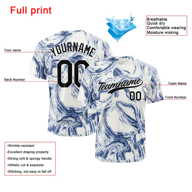 Custom Full Print Design Authentic Baseball Jersey fluid