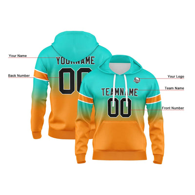 Custom Gradient Hoodie For Man Woman Girl Boy Print Your Logo Name Number Teal&Orange enthsush