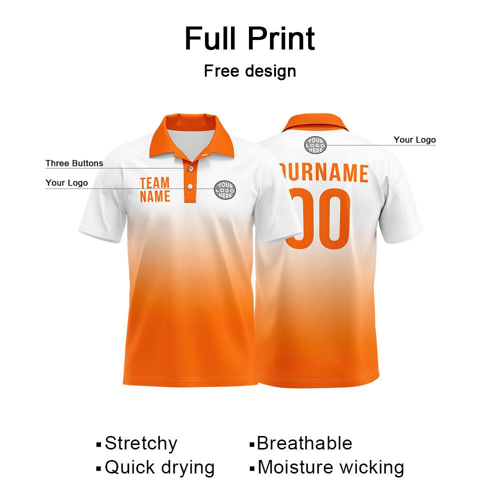 Custom White Orange Football Polo Shirts Add Your Unique Logo/Name/Number enthsush