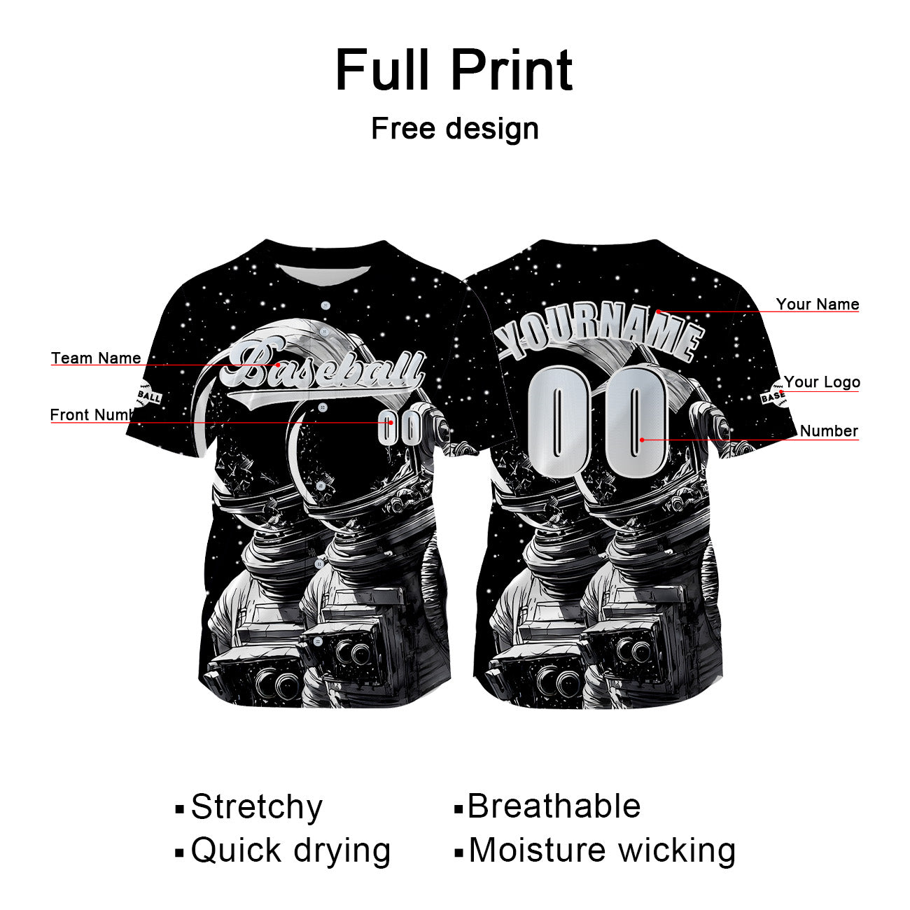 Custom Black Jersey Personalized Baseball Shirt for Men Women Kids Youth enthsush