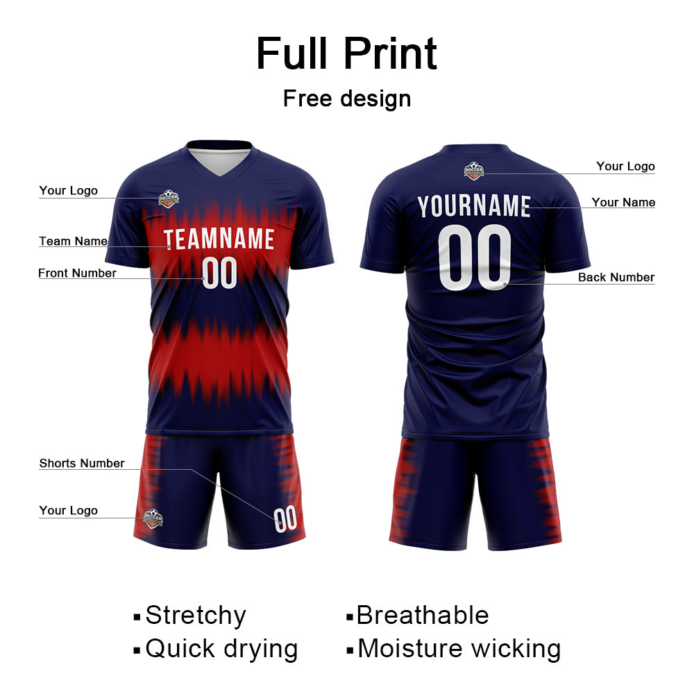Custom Soccer Jerseys for Men Women Personalized Soccer Uniforms for Adult and Kid Navy-Red enthsush