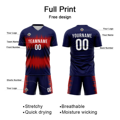 Custom Soccer Jerseys for Men Women Personalized Soccer Uniforms for Adult and Kid Navy-Red enthsush