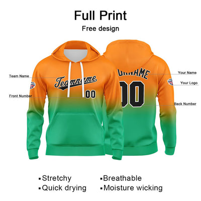 Custom Gradient Hoodie For Man Woman Girl Boy Print Your Logo Name Number Orange Green enthsush
