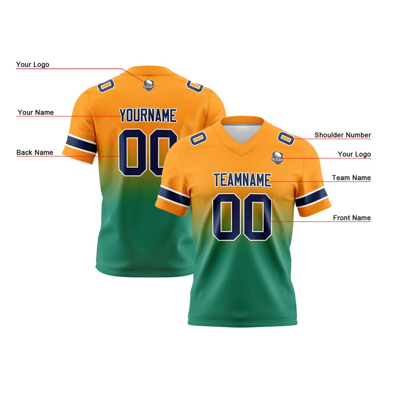 Custom Orange Green Reversible Gradient Football Jersey Personalized Football Shirts for Men Women  Printed Team Name Number Logo