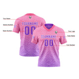 Custom Purple Pink Football Jersey Personalized Gradient Football Shirts for Men Printed Team Name Number Logo