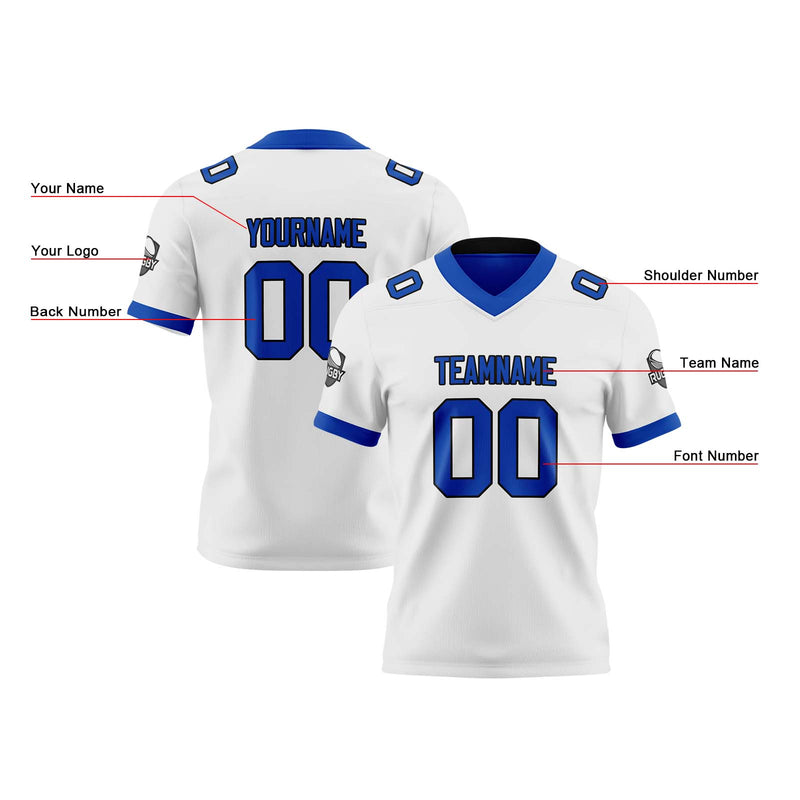 Custom White Royal Reversible Gradient Football Jersey Personalized Football Shirts for Men Women  Printed Team Name Number Logo