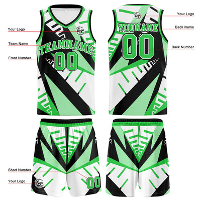 Custom White Black Green Basketball Jersey Uniform Suit Printed Your Logo Name Number enthsush