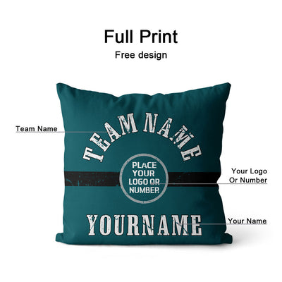 Custom Football Throw Pillow for Men Women Boy Gift Printed Your Personalized Name Number Midnight Green & Black & White enthsush