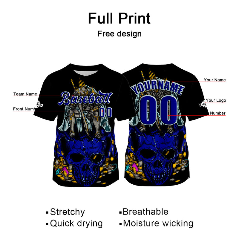 Custom Black Jersey Personalized Baseball Shirt for Men Women Kids Youth