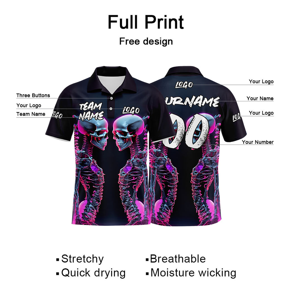Custom Football Polo Shirts  Add Your Unique Logo/Name/Number Black&Pink enthsush