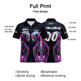 Custom Football Polo Shirts  Add Your Unique Logo/Name/Number Black&Pink