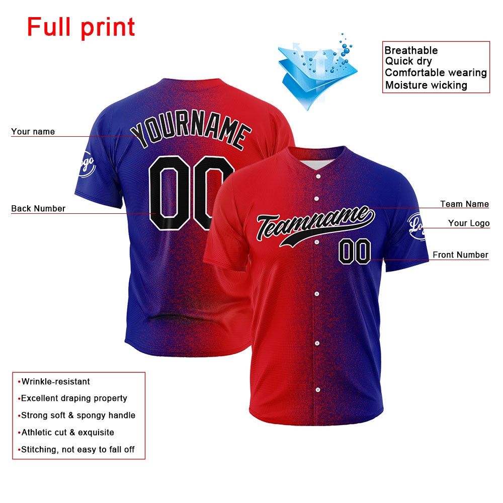 Custom Full Print Design Authentic Baseball Jersey Red-Royal enthsush