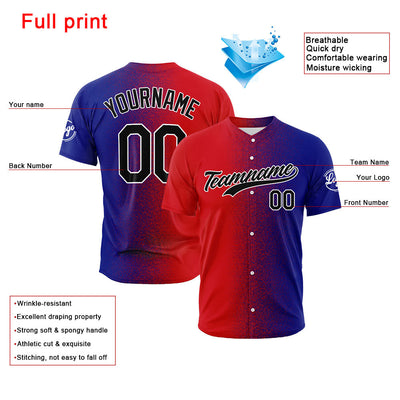 Custom Full Print Design Authentic Baseball Jersey Red-Royal enthsush
