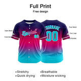 Custom Full Print Design Authentic Baseball Jersey light blue-red-navy