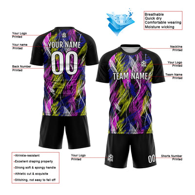 Custom Black Pink Soccer Jerseys for Men Women Personalized Soccer Uniforms for Adult and Kid enthsush