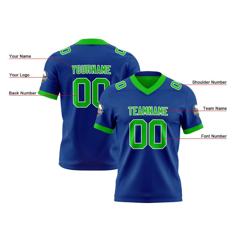 Custom Blue Green Reversible Gradient Football Jersey Personalized Football Shirts for Men Women  Printed Team Name Number Logo