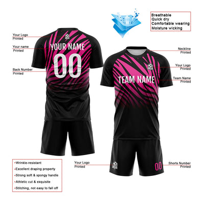 Custom Soccer Jerseys for Men Women Personalized Soccer Uniforms for Adult and Kid Black&Hot pink enthsush