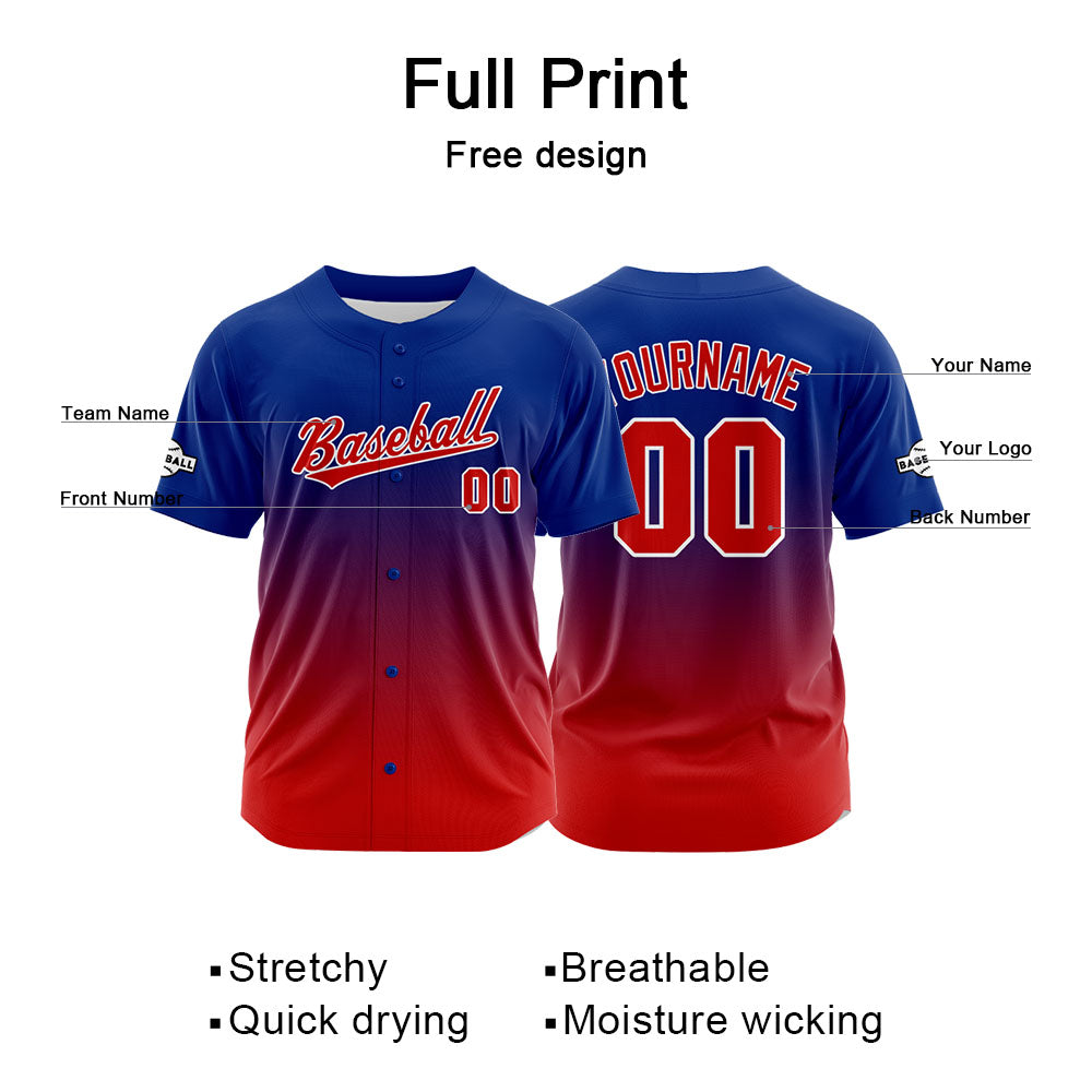 Custom Full Print Design Authentic Baseball Jersey red-blue enthsush