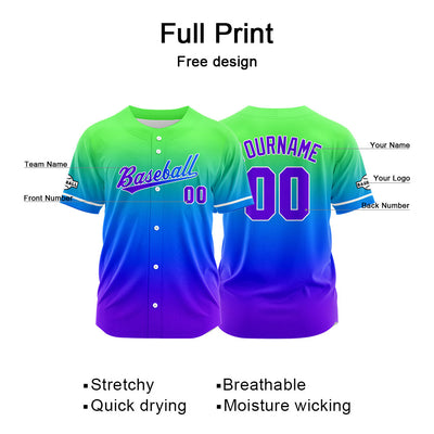 Custom Full Print Design Authentic Baseball Jersey purple-blue-green enthsush