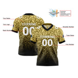 Custom Yellow Brown Reversible Football Jersey Personalized Gradient Football Shirts for Men Printed Team Name Number Logo