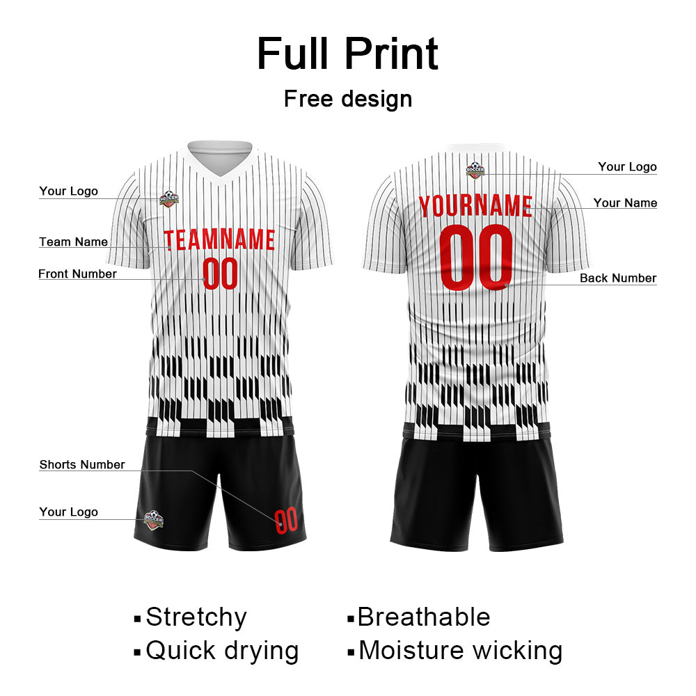 Custom Soccer Jerseys for Men Women Personalized Soccer Uniforms for Adult and Kid Black-White enthsush