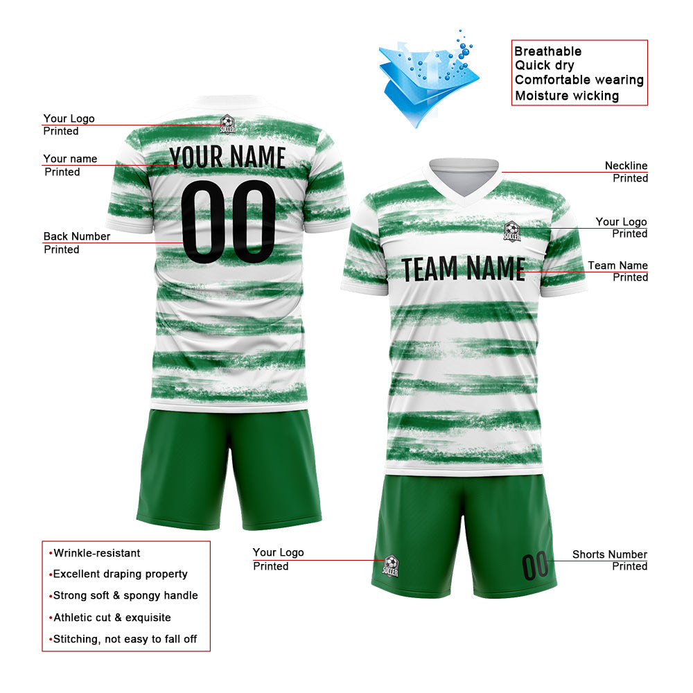 Custom Soccer Jerseys for Men Women Personalized Soccer Uniforms for Adult and Kid Green-White enthsush