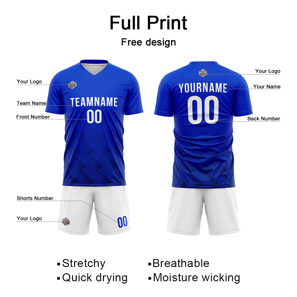 Custom Soccer Jerseys for Men Women Personalized Soccer Uniforms for Adult and Kid Royal-White enthsush