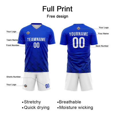 Custom Soccer Jerseys for Men Women Personalized Soccer Uniforms for Adult and Kid Royal-White enthsush