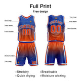 Custom Basketball Jersey Uniform Suit Printed Your Logo Name Number Royal-Orange