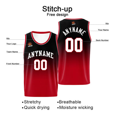 Custom Basketball Jersey Personalized Stitched Team Name Number Logo Black&Red enthsush