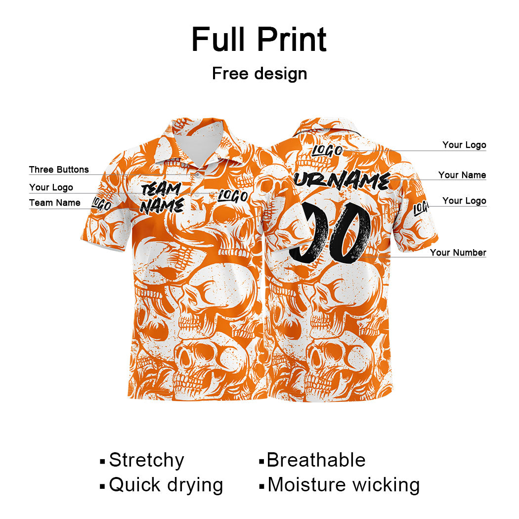 Custom Football Polo Shirts  Add Your Unique Logo/Name/Number Orange&White enthsush