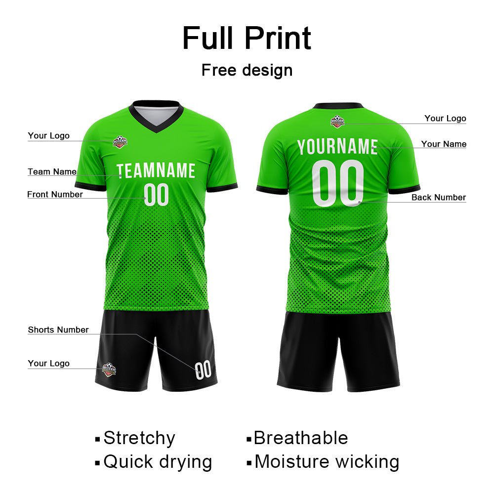 Custom Soccer Jerseys for Men Women Personalized Soccer Uniforms for Adult and Kid Green-Black enthsush