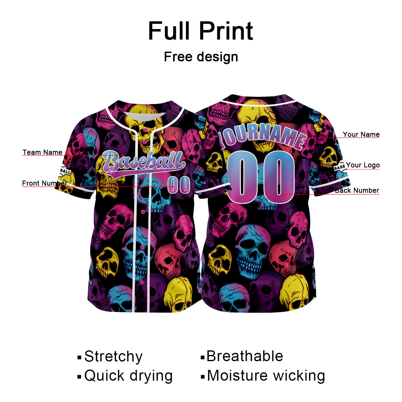 Custom Blue Pink Jersey Personalized Baseball Shirt for Men Women Kids Youth enthsush