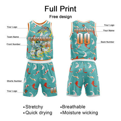 Custom Teal Orange Basketball Jersey Uniform Suit Printed Your Logo Name Number enthsush