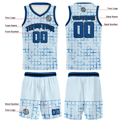 Custom Light Blue Reversible Basketball Suit for Adults and Kids Personalized Jersey enthsush