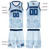 Custom Light Blue Reversible Basketball Suit for Adults and Kids Personalized Jersey