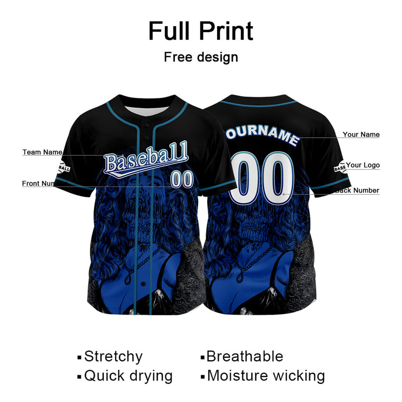 Custom Black Jersey Personalized Baseball Shirt for Men Women Kids Youth