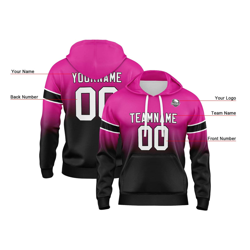 Custom Gradient Hoodie For Man Woman Girl Boy Print Your Logo Name Number Rose&Black enthsush