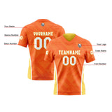 Custom Orange Yellow Football Jersey Personalized Gradient Football Shirts for Men Printed Team Name Number Logo
