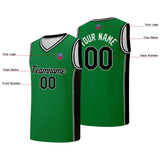 Custom basketball jersey shorts for men and women. Embroidered and printed name, number and logo Green&Black