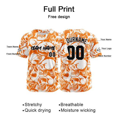 Custom Baseball Jersey Personalized Baseball Shirt for Men Women Kids Youth Teams Stitched and Print Orange&White enthsush
